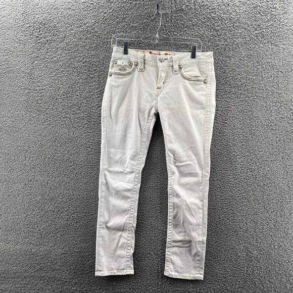Rock Revival Hanaya Crop Jeans Womens 28 White Stretched Denim Ankle - Picture 1 of 13